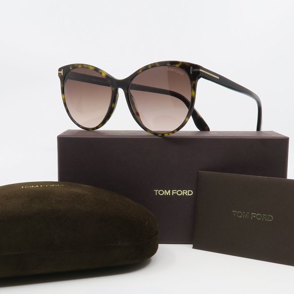 Tom Ford Occhiali da Sole WYATT FT 0871 DARK HAVANA/BROWN SHADED 56/15/140 donna